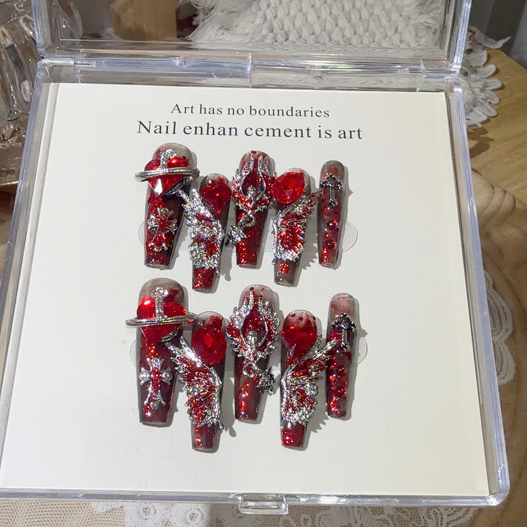 『Dark Blood Angel』Hot Girl Nails, Handmade Press-On Nails, Removable Patches