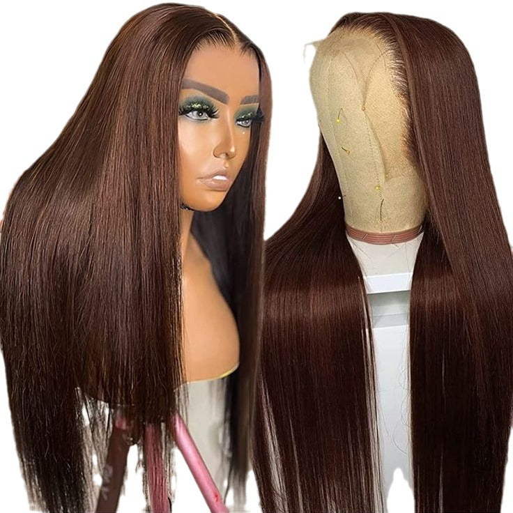 Transparent lace brown color human hair wig 13*4 180density