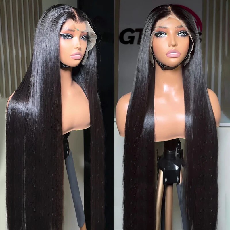 Natural straight hair, 150% density, smooth lace wig, 13x4 lace forehead with real human hair strands