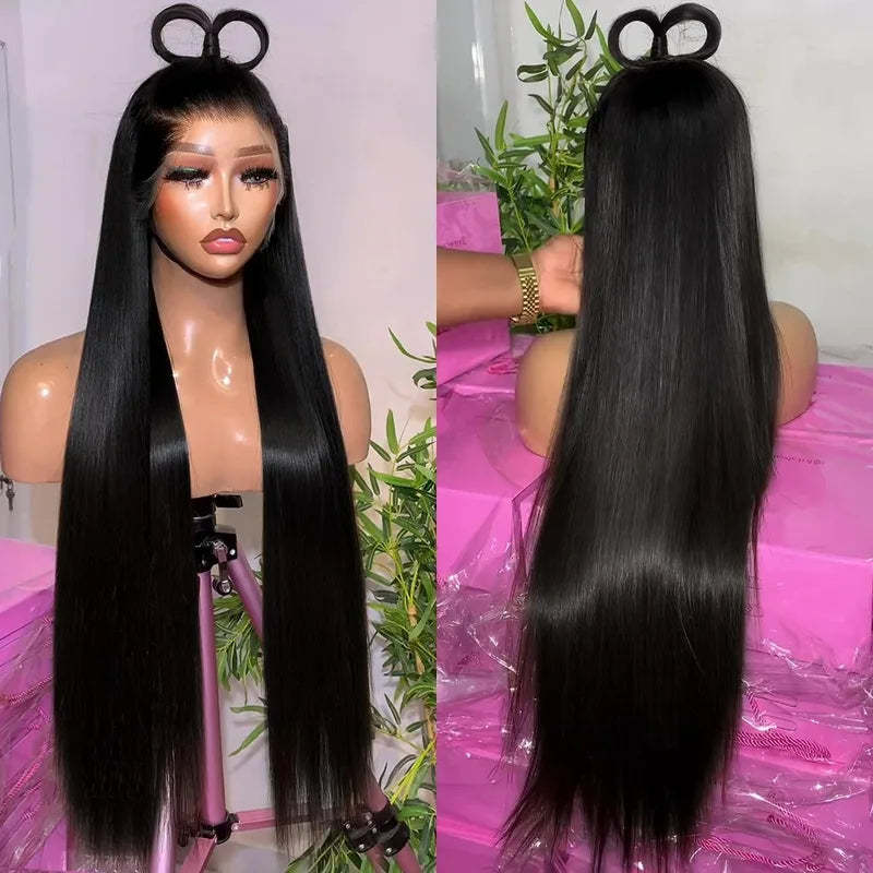 Natural straight hair, 150% density, smooth lace wig, 13x4 lace forehead with real human hair strands
