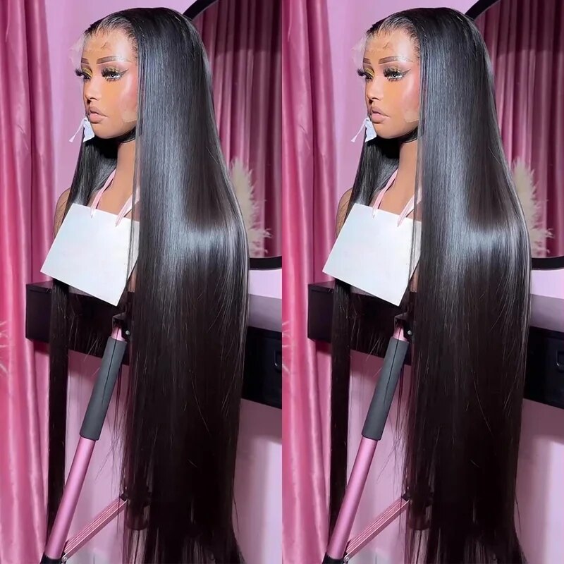 Natural straight hair, 150% density, smooth lace wig, 13x4 lace forehead with real human hair strands