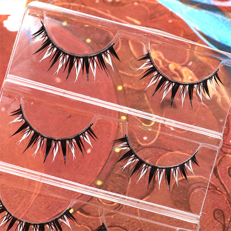 Black and white interlaced manga wet eyelash makeup anime cosplay demon stage makeup can support double eyelid eyelashes