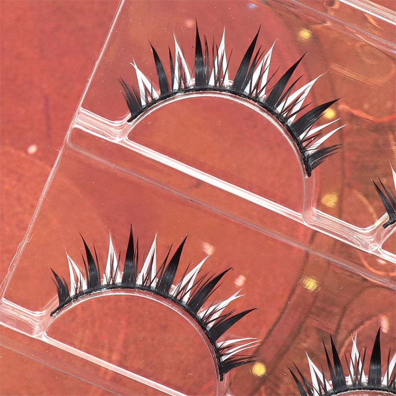 Black and white interlaced manga wet eyelash makeup anime cosplay demon stage makeup can support double eyelid eyelashes