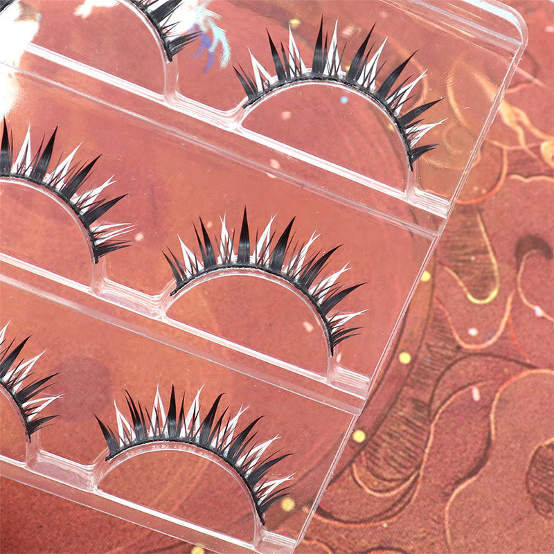 Black and white interlaced manga wet eyelash makeup anime cosplay demon stage makeup can support double eyelid eyelashes