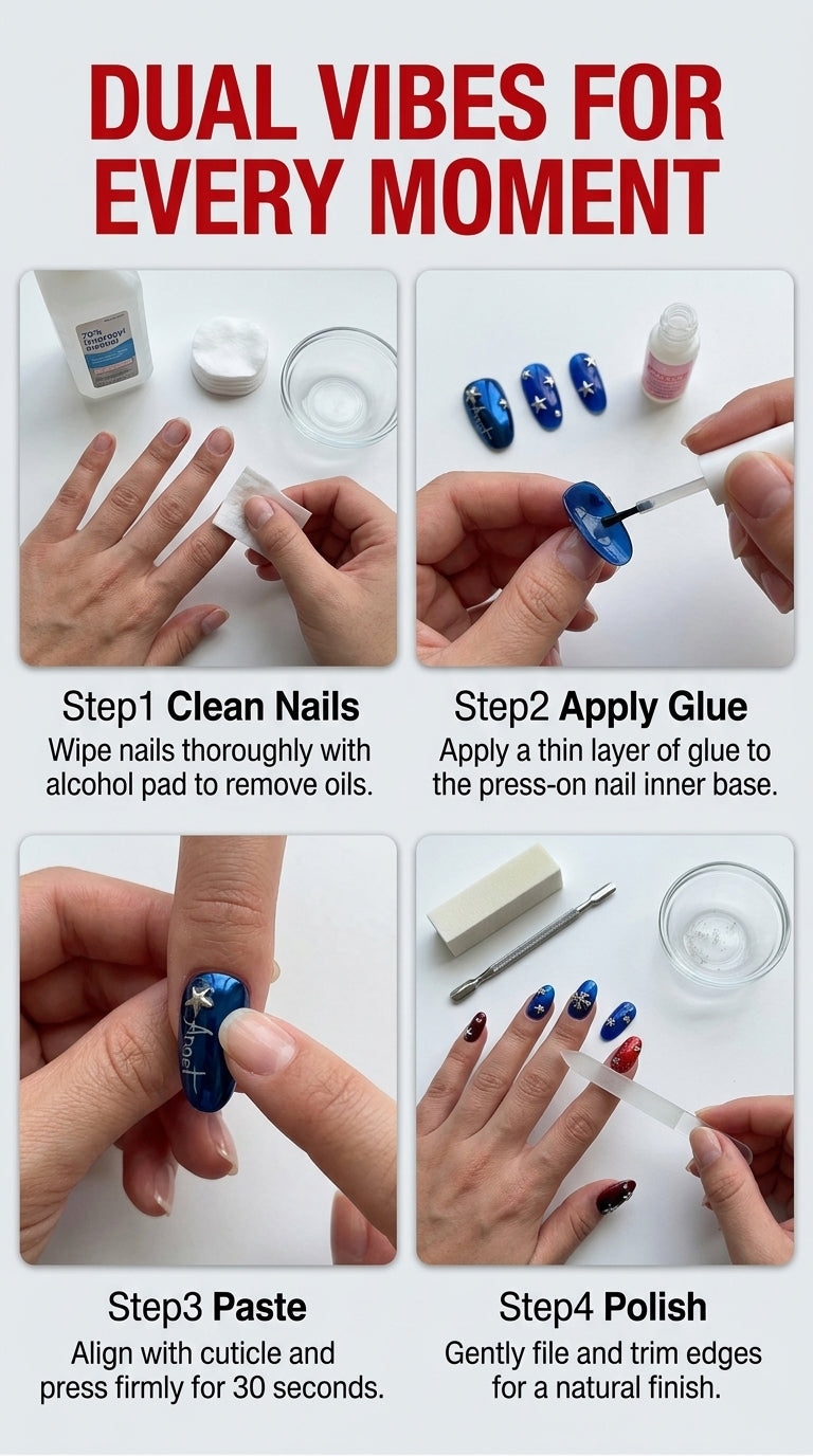 Devil & Angel 2026 World Cup Press On Nails | 3D Metal Dual Personality Reusable Acrylic Nails