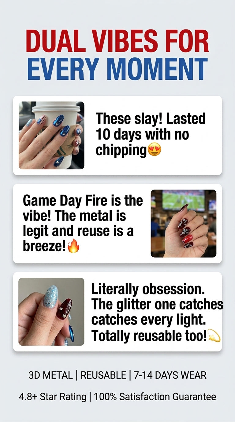 Devil & Angel 2026 World Cup Press On Nails | 3D Metal Dual Personality Reusable Acrylic Nails