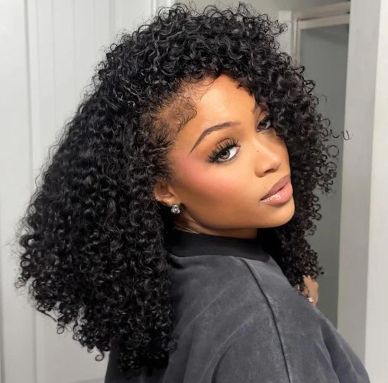 Real human hair ice-silk wig Curly Headband Wig Human Hair Wig
