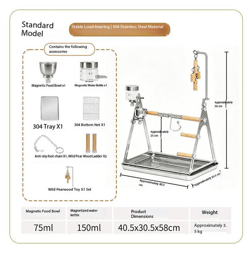 Aluminum Double Parrot Stand for 2 Medium Conure Parrots