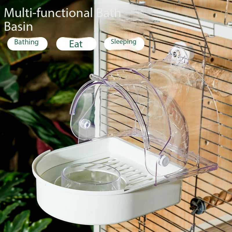 Dustproof Hanging Parrot Bathtub, Multi-functional Bird Cage Accessory