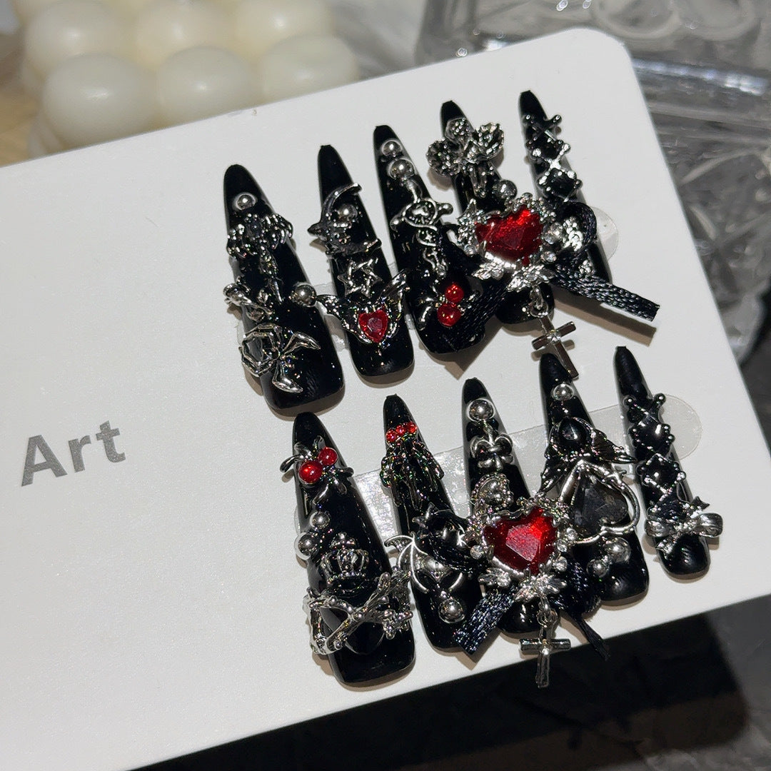 Mass-Produced Press-On Nails, Y2K Cool Girl Style, Removable & Reusable Nail Tips
