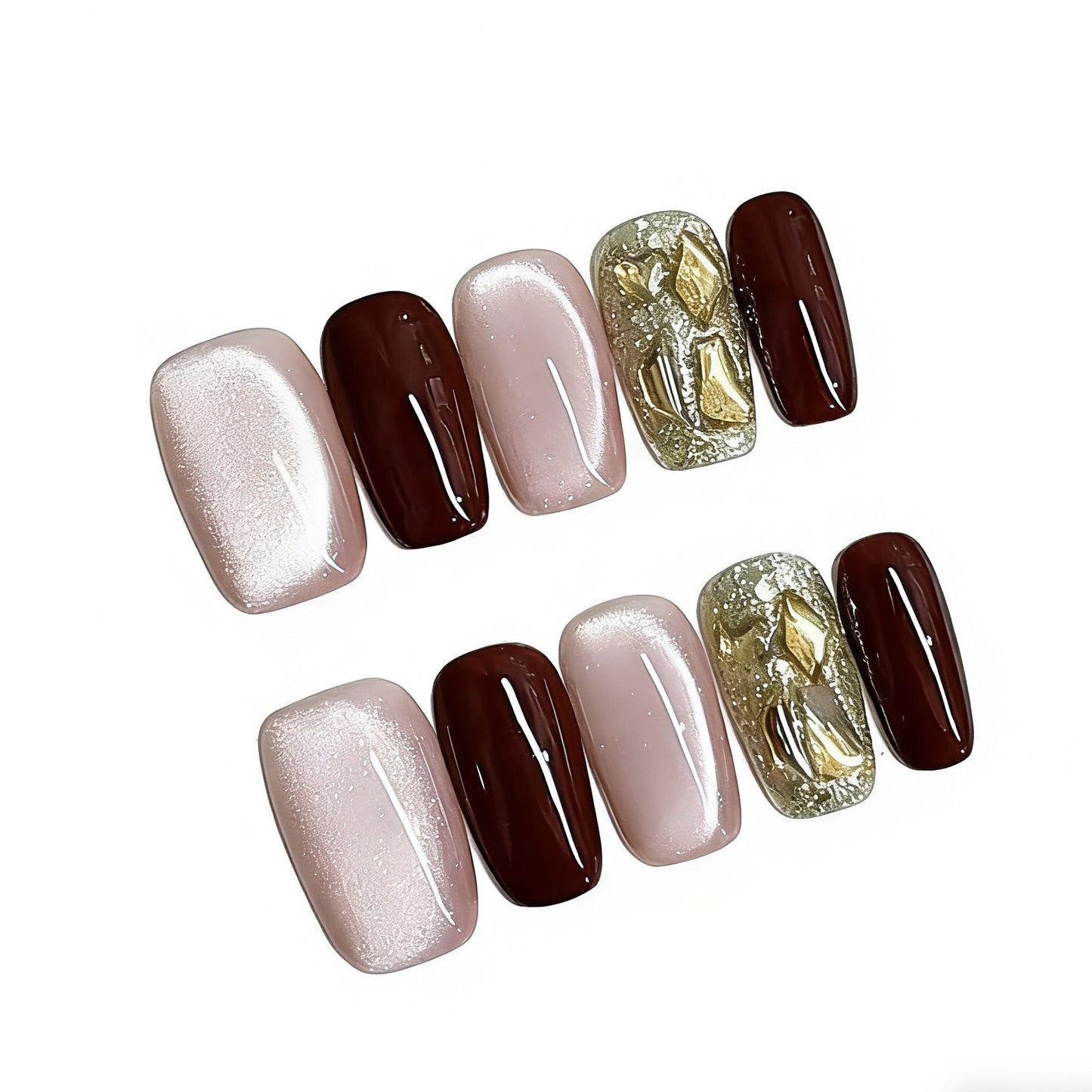 Handmade Wearable Nail Art New Year Style Goddess Arrival 2.0 Pure Desire Cat Eye Temperament Nail Patch Short Style