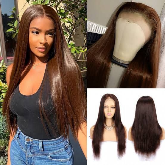 Transparent lace brown color human hair wig 13*4 180density