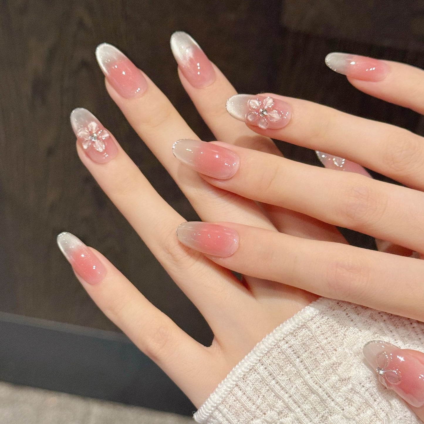 Sheer Carved Spring & Summer Blush Nude Wearable Press On Nails