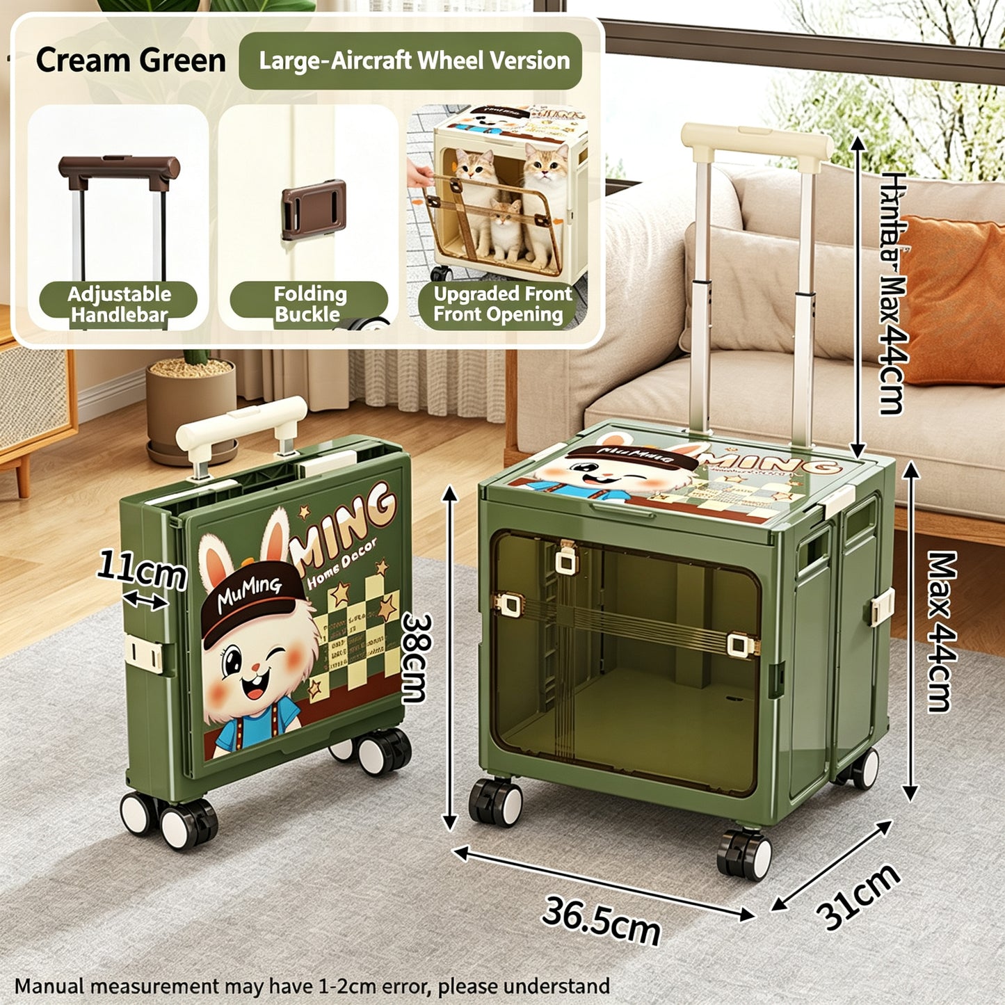 Collapsible Pet Trolley Box,Convenient Outdoor Travel Home for Cats & Small Dogs