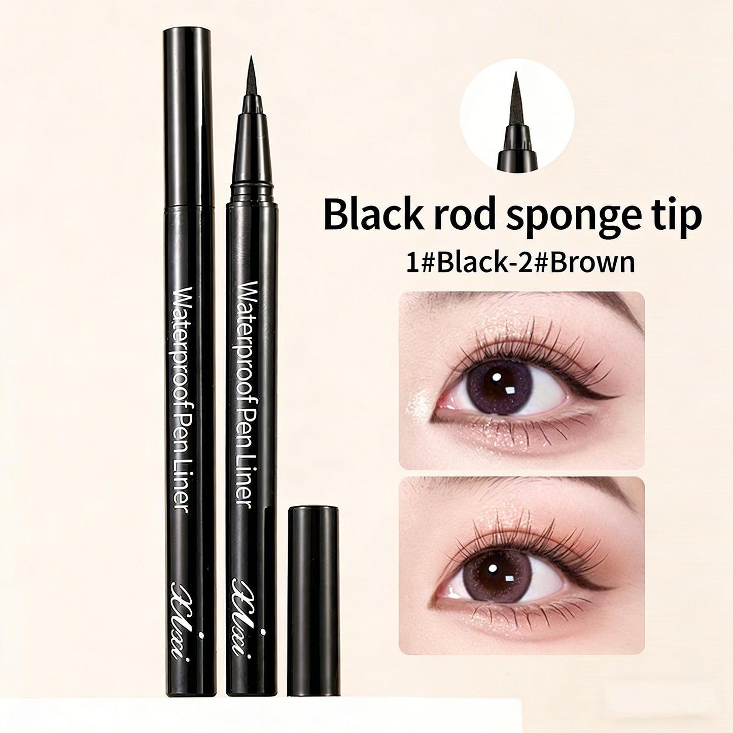 Makeup eyeliner liquid pen for female beginners, waterproof, sweat resistant, durable, hard head, black, brown eyeliner pen