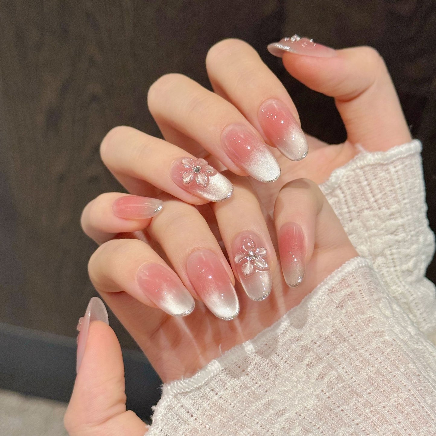 Sheer Carved Spring & Summer Blush Nude Wearable Press On Nails