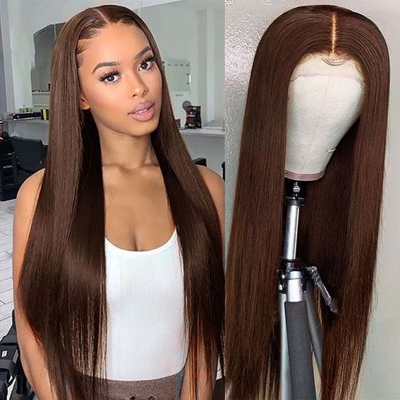Transparent lace brown color human hair wig 13*4 180density