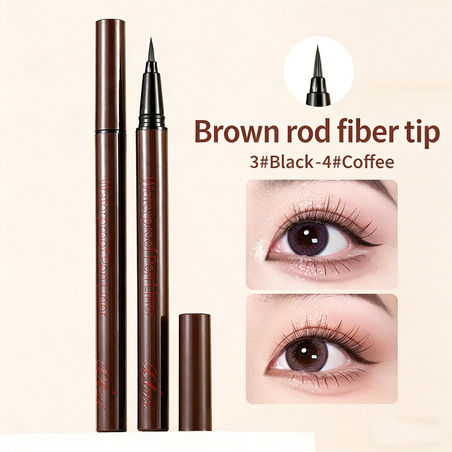 Makeup eyeliner liquid pen for female beginners, waterproof, sweat resistant, durable, hard head, black, brown eyeliner pen
