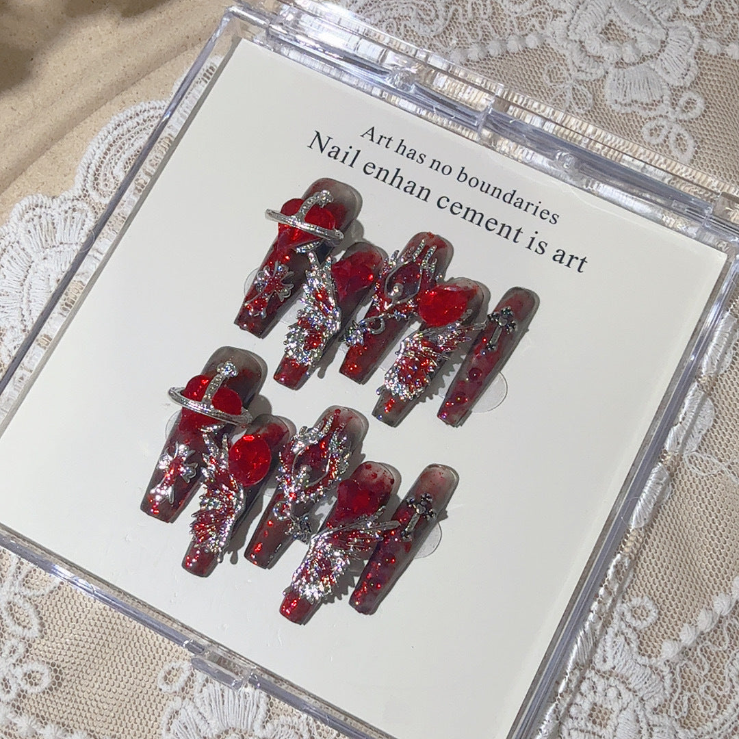 『Dark Blood Angel』Hot Girl Nails, Handmade Press-On Nails, Removable Patches