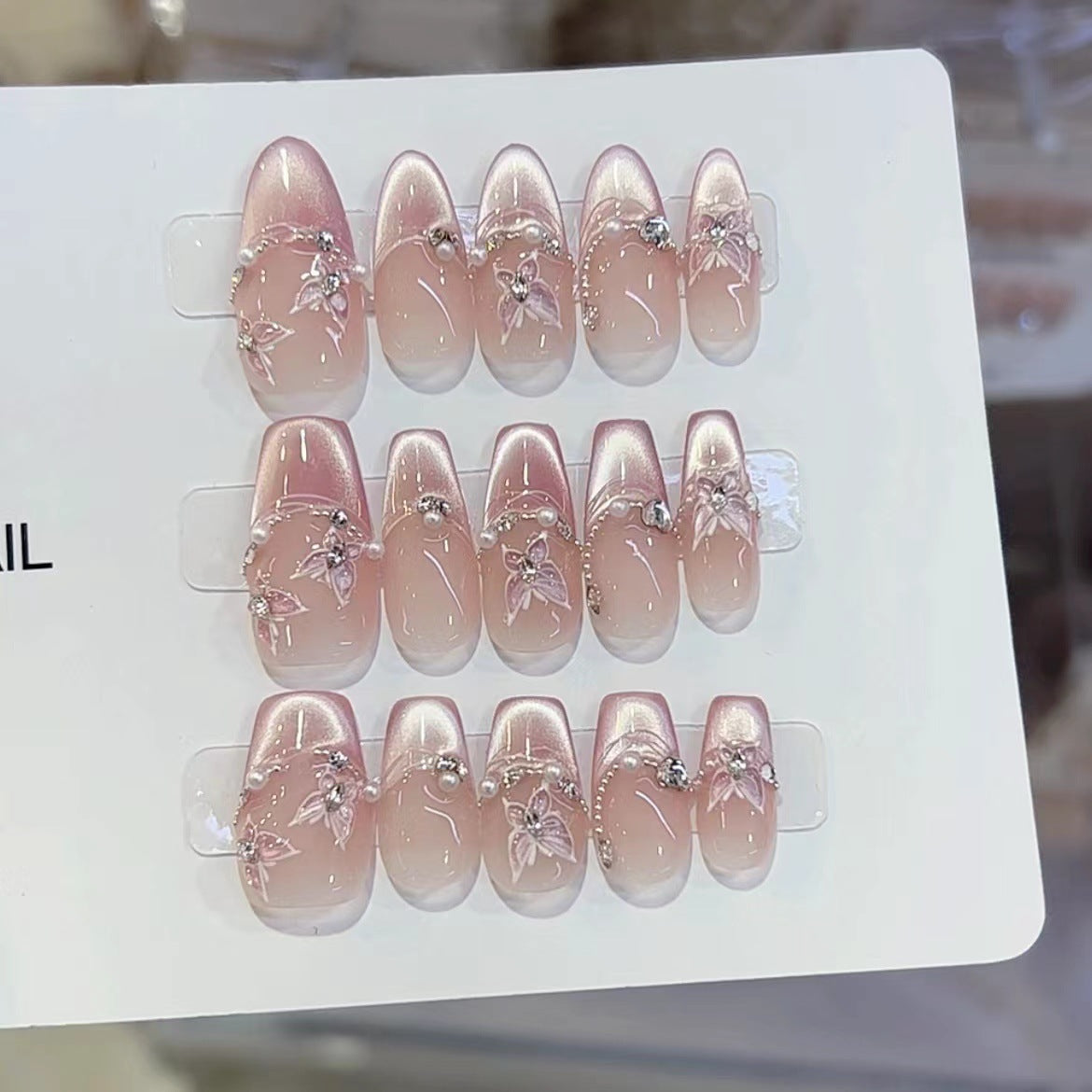 Handmade Phototherapy Wearable Nails - Angel's Kiss, Wholesale Finished Product, Reusable and Removable Patches