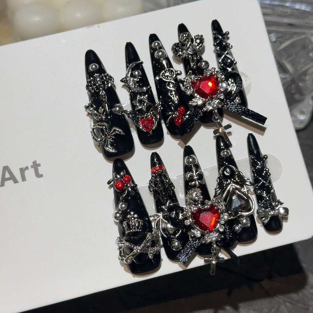 Mass-Produced Press-On Nails, Y2K Cool Girl Style, Removable & Reusable Nail Tips