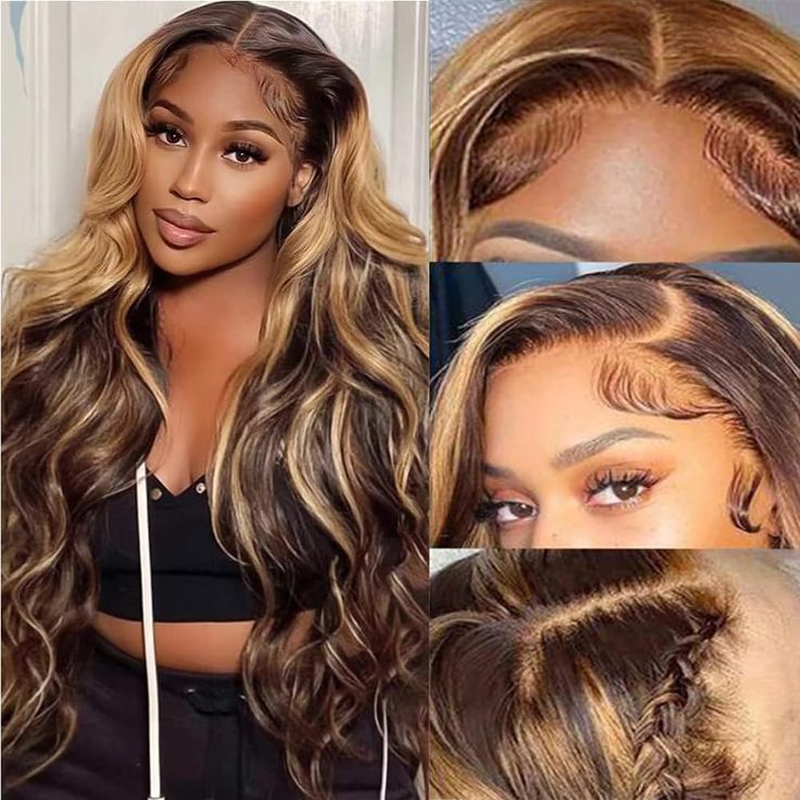 13*4HD transpat Omber highlight P4/27 color huamn hair wig