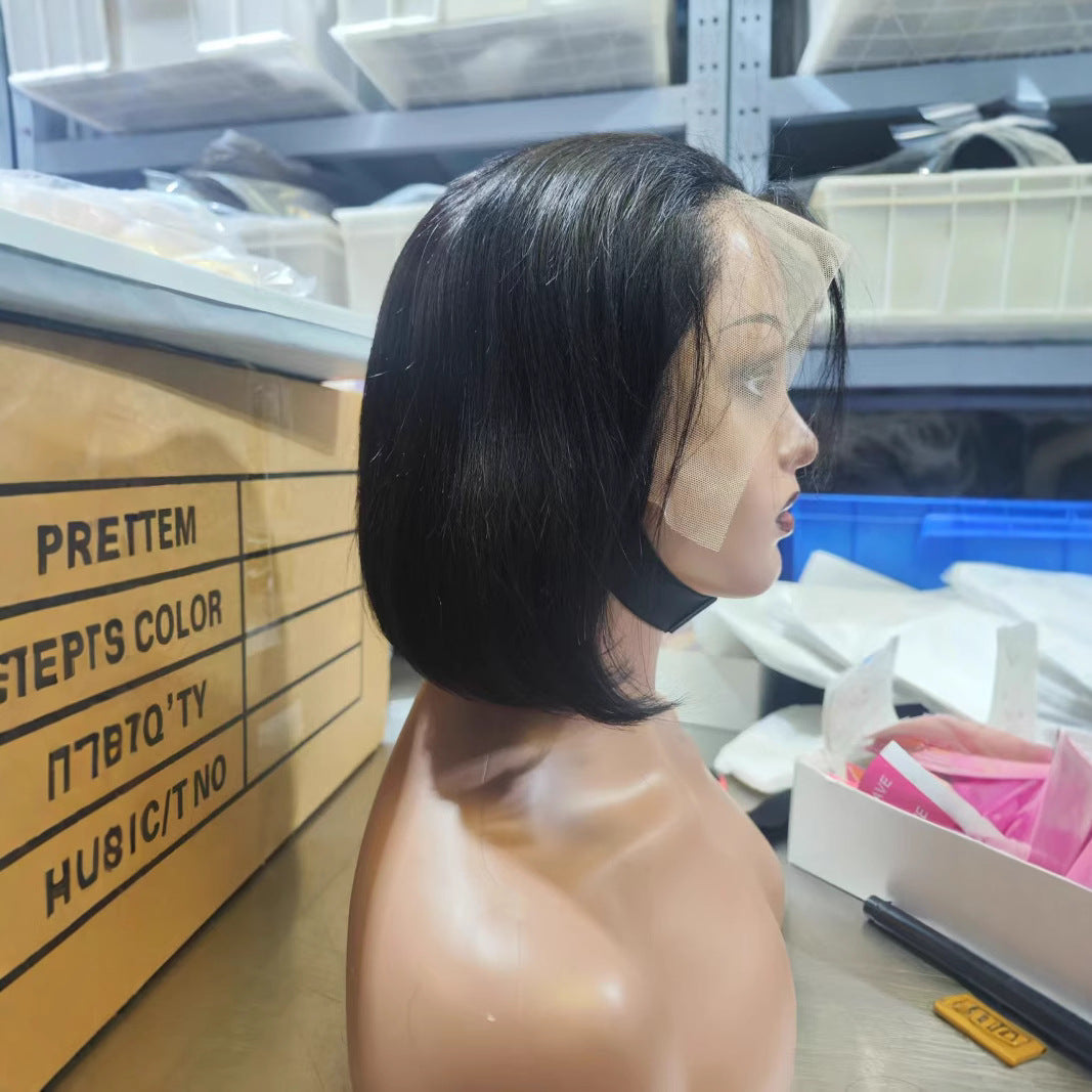 13*4 big lace, glueless human hair BOB wig with real human hair strands