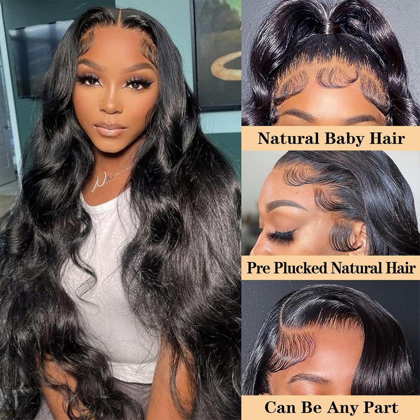 13x4 Lace Front Wig  Real Hair Free Parting Large Wave