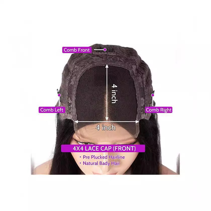 Real human hair BOB wig, 4*4 natural color straight human hair wig