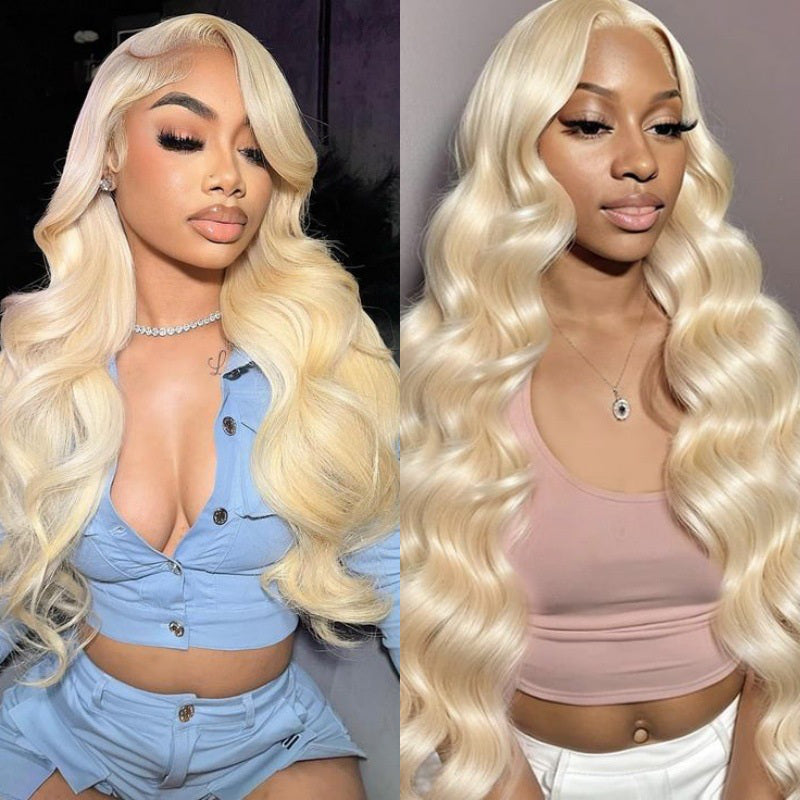 #613  Blonde Wavy Hair Curtain 13*4 Real Hair