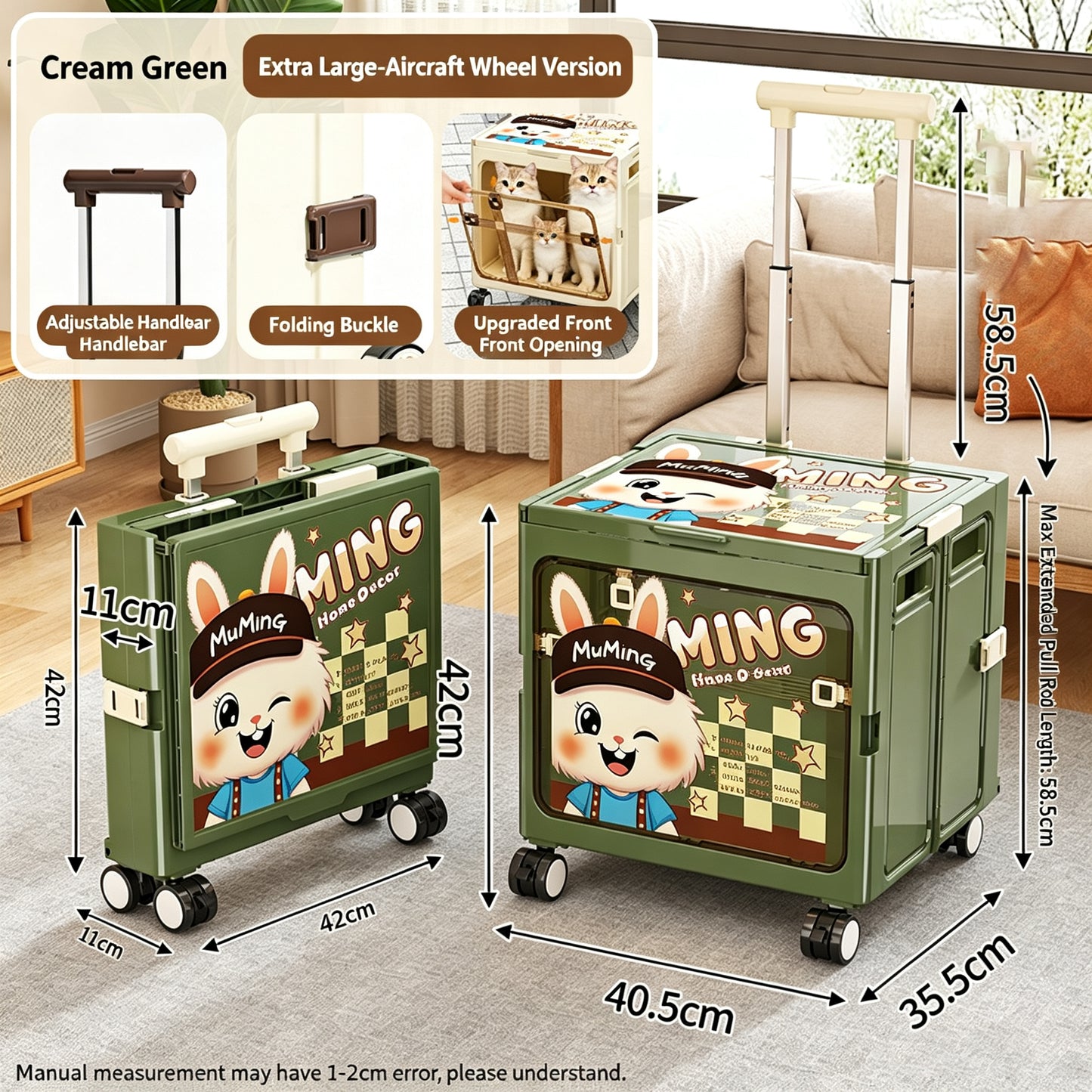 Collapsible Pet Trolley Box,Convenient Outdoor Travel Home for Cats & Small Dogs