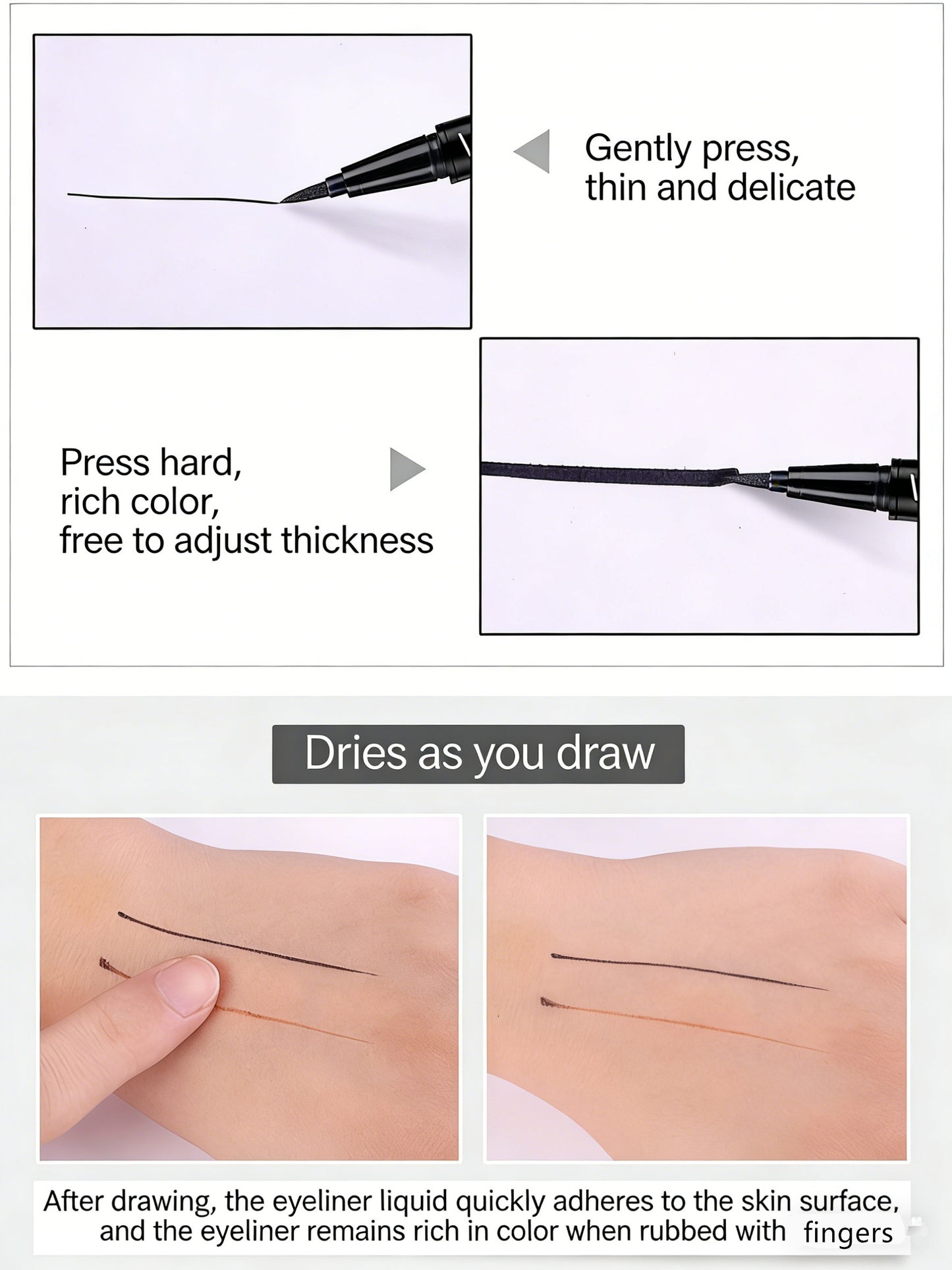 Makeup eyeliner liquid pen for female beginners, waterproof, sweat resistant, durable, hard head, black, brown eyeliner pen
