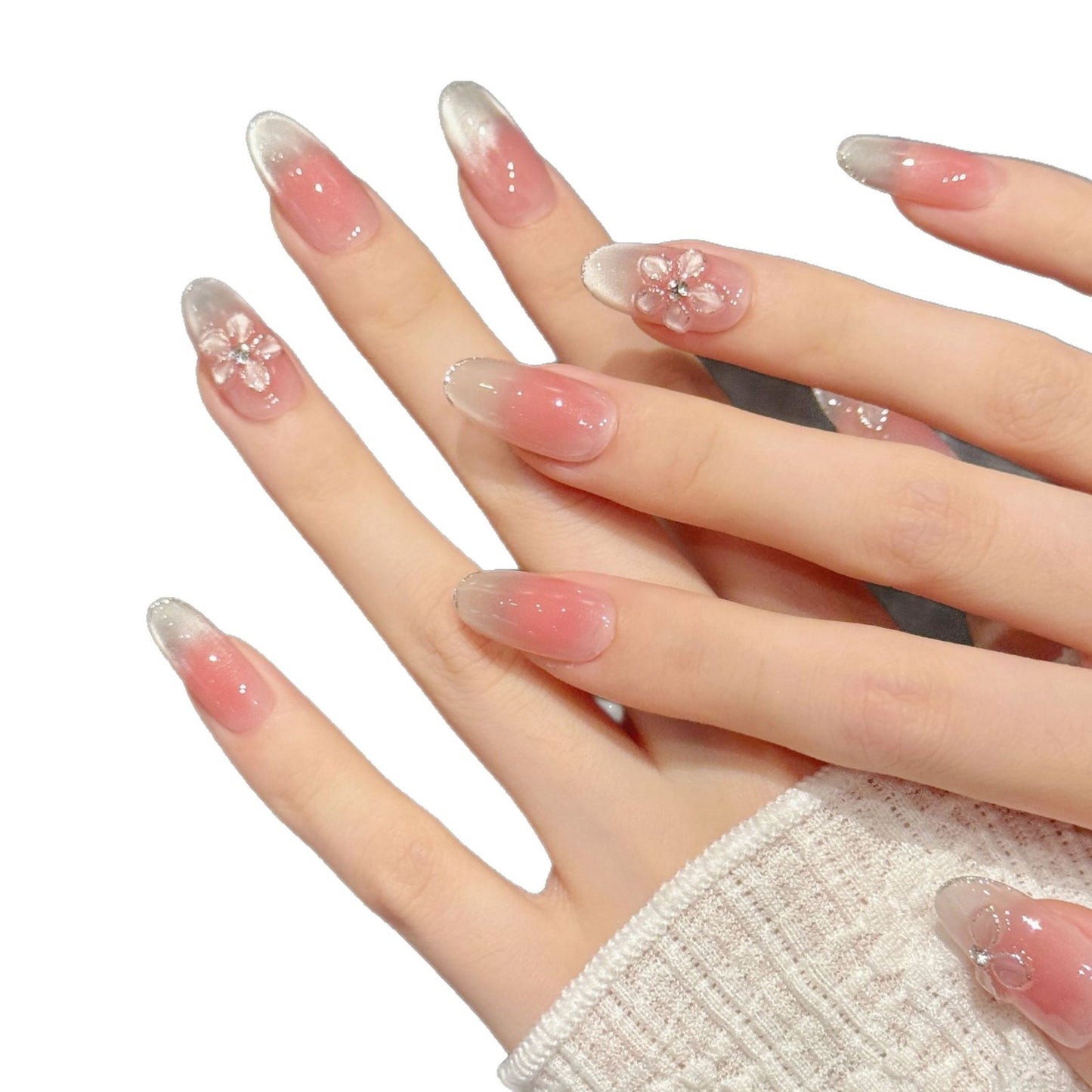 Sheer Carved Spring & Summer Blush Nude Wearable Press On Nails