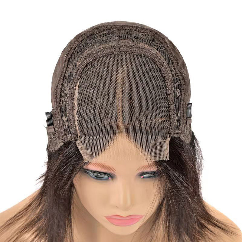 Real human hair BOB wig, 4*4 natural color straight human hair wig