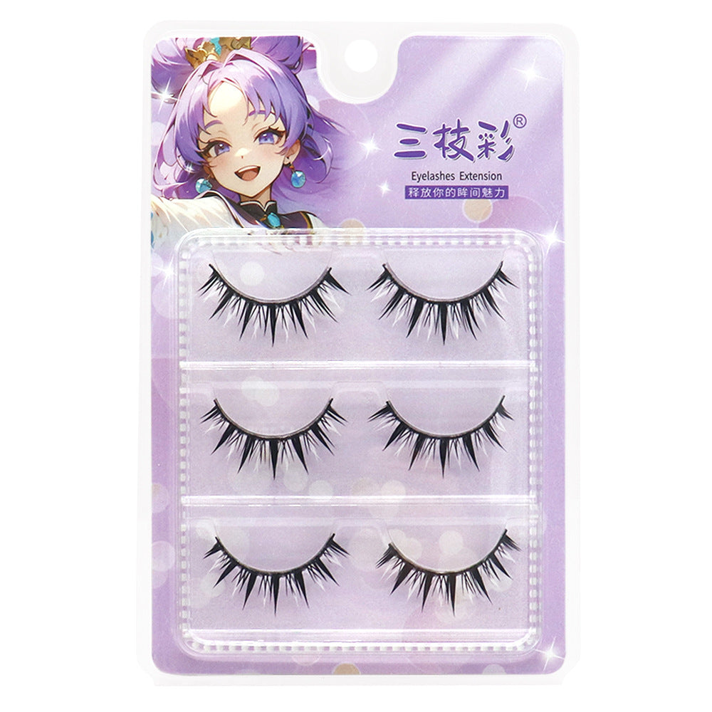 Black and white interlaced manga wet eyelash makeup anime cosplay demon stage makeup can support double eyelid eyelashes