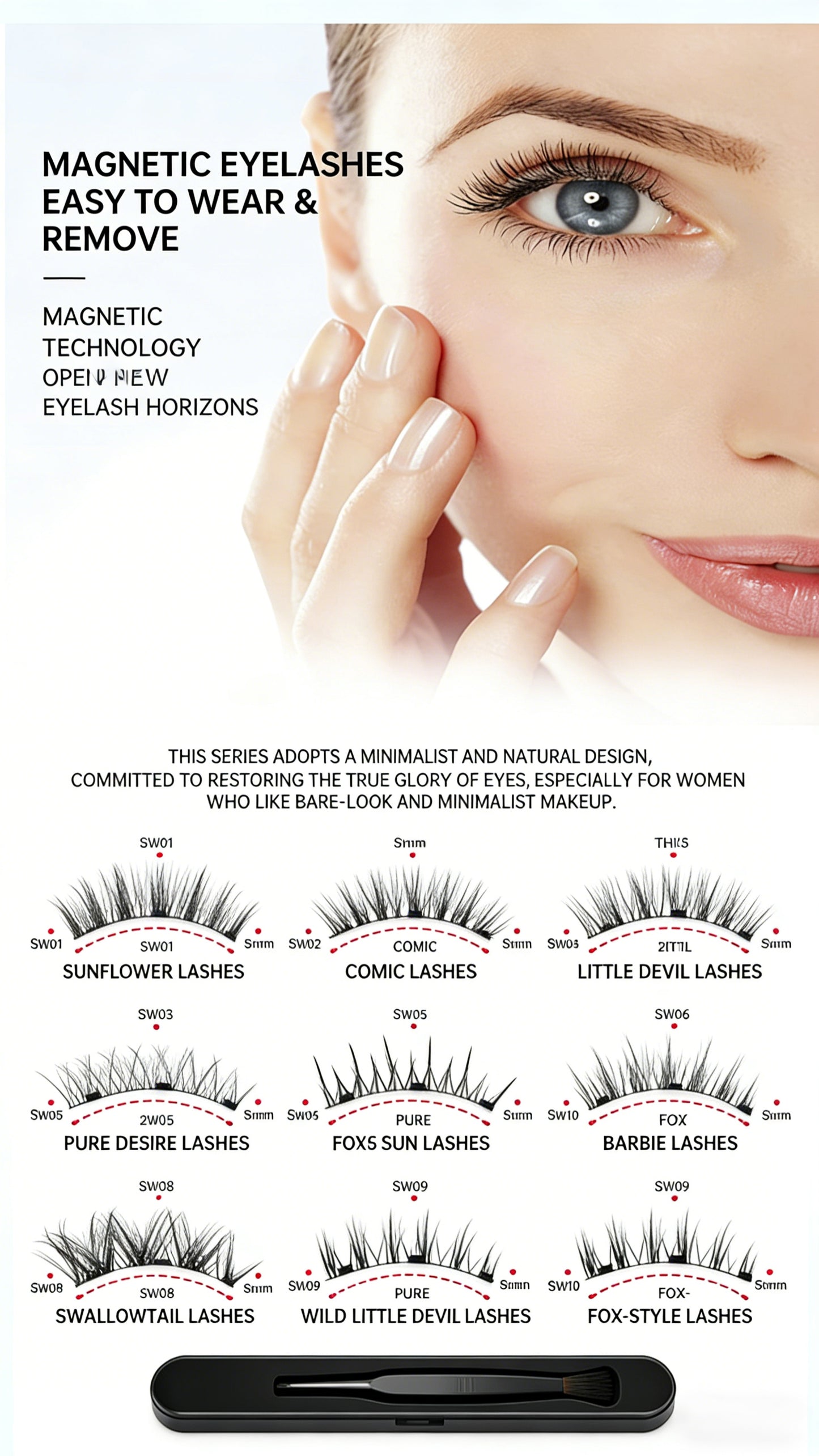Magnetic suction false eyelash all-in-one box new camellia eyelashes European and American thick Japanese and Korean natural eyelashes