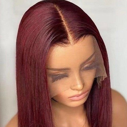 13*4HD transparent lace  burgundy human hair frontal wome