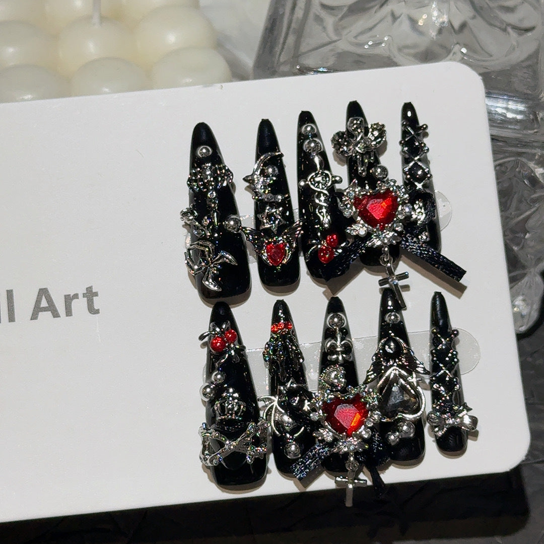 Mass-Produced Press-On Nails, Y2K Cool Girl Style, Removable & Reusable Nail Tips