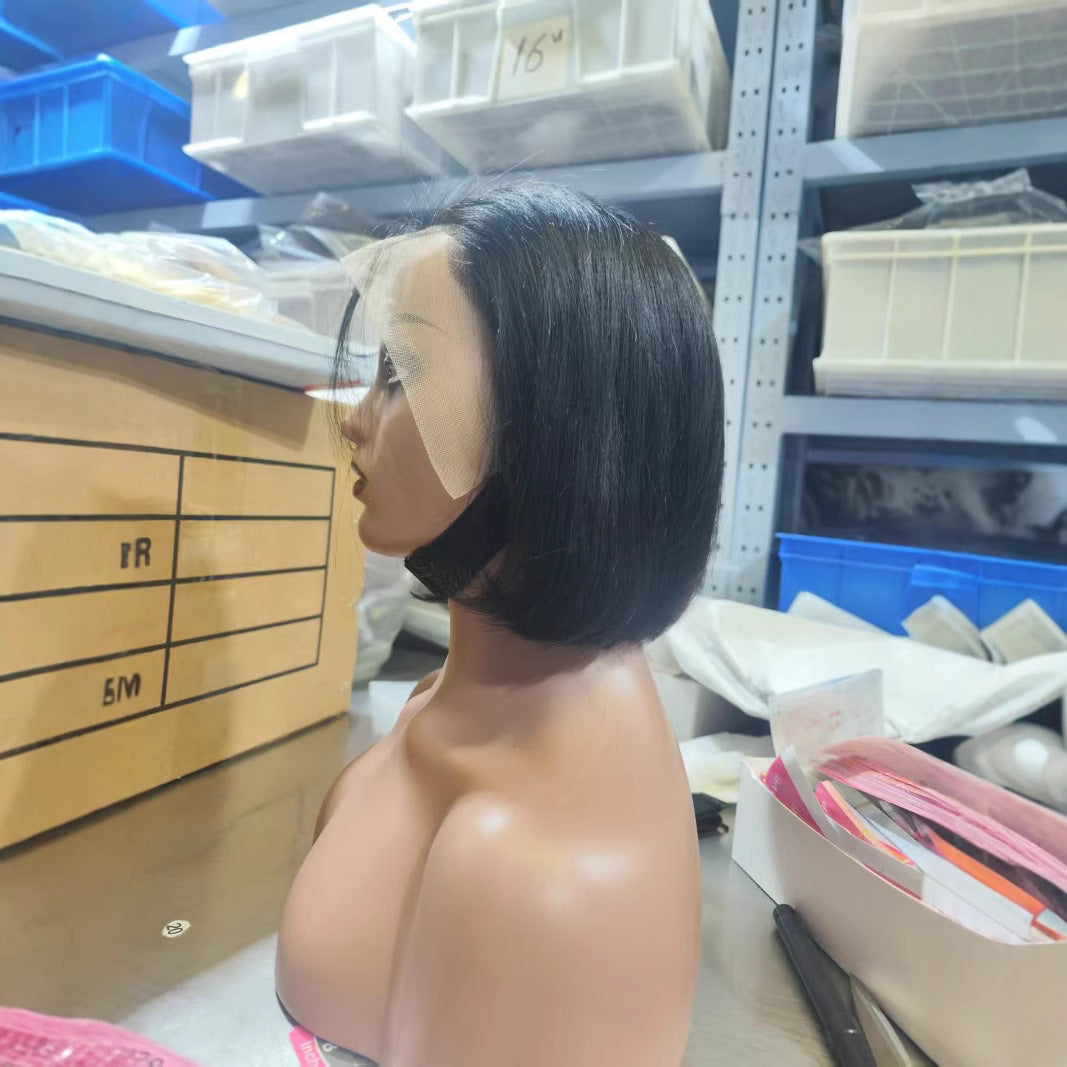 13*4 big lace, glueless human hair BOB wig with real human hair strands