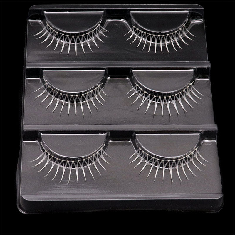 Black and white interlaced manga wet eyelash makeup anime cosplay demon stage makeup can support double eyelid eyelashes