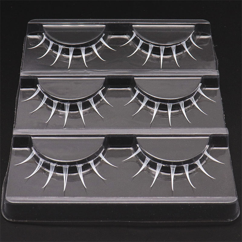 Black and white interlaced manga wet eyelash makeup anime cosplay demon stage makeup can support double eyelid eyelashes