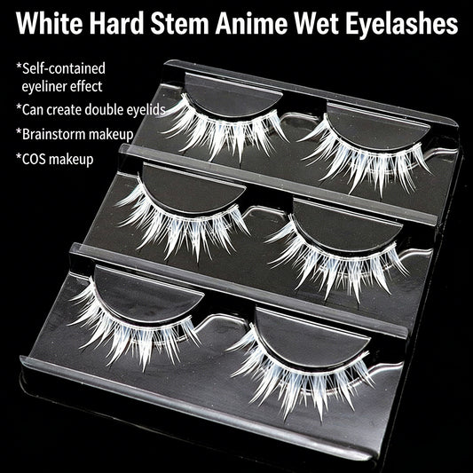 Black and white interlaced manga wet eyelash makeup anime cosplay demon stage makeup can support double eyelid eyelashes