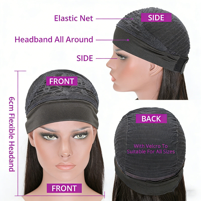 Real human hair ice-silk wig Curly Headband Wig Human Hair Wig